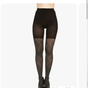 NEW Bundle of 3 Spanx Assets Flipside Diamond Shaping Tights, Black Size 4
